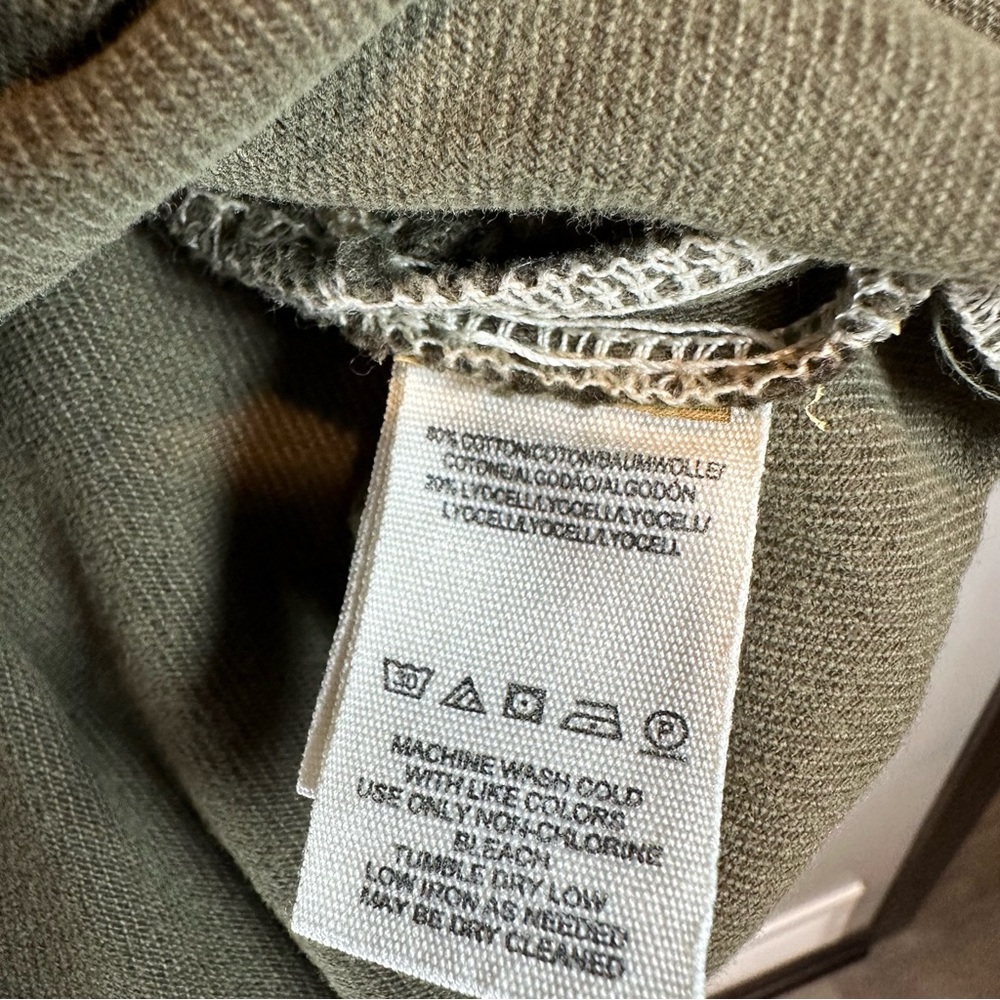 Free People Army Olive Green Paperbag Waist Belt Tie Boho Mini Skirt Pockets - Picture 8 of 11